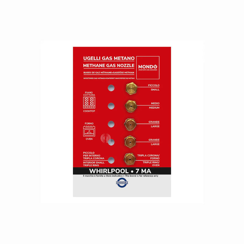 WHIRLPOOL, UNIVERSALE, MONDO - Dysze gazu metanowego do płyty grzewczej - AST-00537529