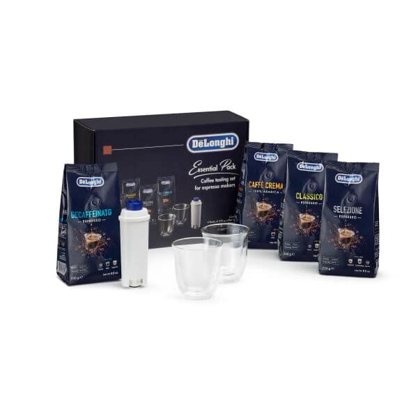 DeLonghi Zestaw podstawowy z kawą ziarnistą De'Longhi 4x250 g, filiżanki Cappuccino x2 i filtr wody