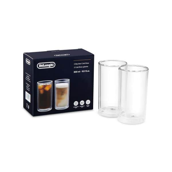 DeLonghi Podwójna Ściana Szklanka do Zimnej Kawy Duża (10,1 fl oz/300 ml) Zestaw 2 sztuk