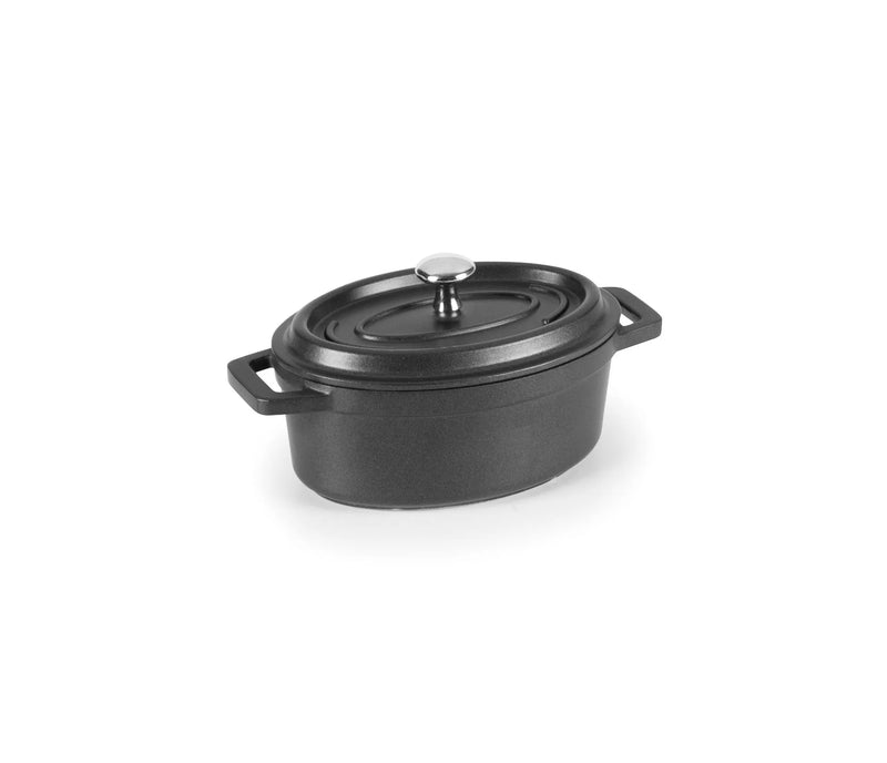 LACOR Cacerola oval con tapa negra Mini Cocotte 25912