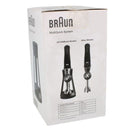 Embalaje del soporte Braun MQS005 con la tabla de compatibilidad: solo modelos ActiveBlade MultiQuick 3, 5, 7 y 9