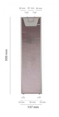 Lewy metalowy filtr do okapu Teka TL1-62 61874022 13,7 x 50,0 cm