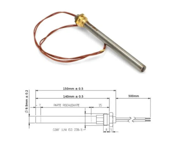 Opór do pieca na pellet 140mm x 9.9mm 3/8 250W HT62650