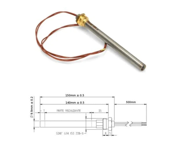 Opór do pieca na pellet 140mm x 9.9mm 3/8 300W HT62652