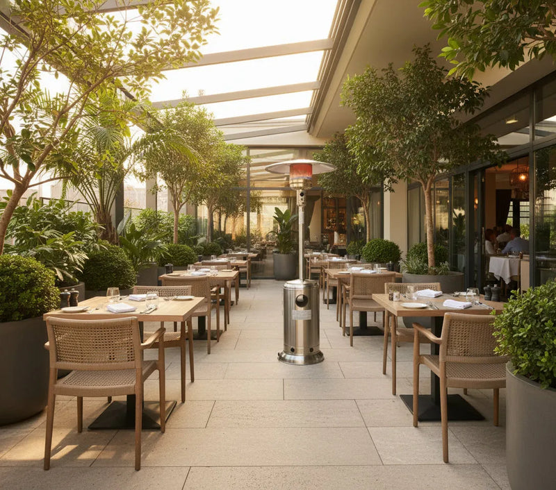 estufa gas Lacor terraza exterior