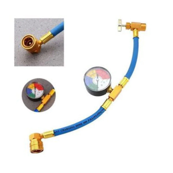 Wąż do napełniania z manometrem ciśnienia R134 do samochodów (klucz 1/4")